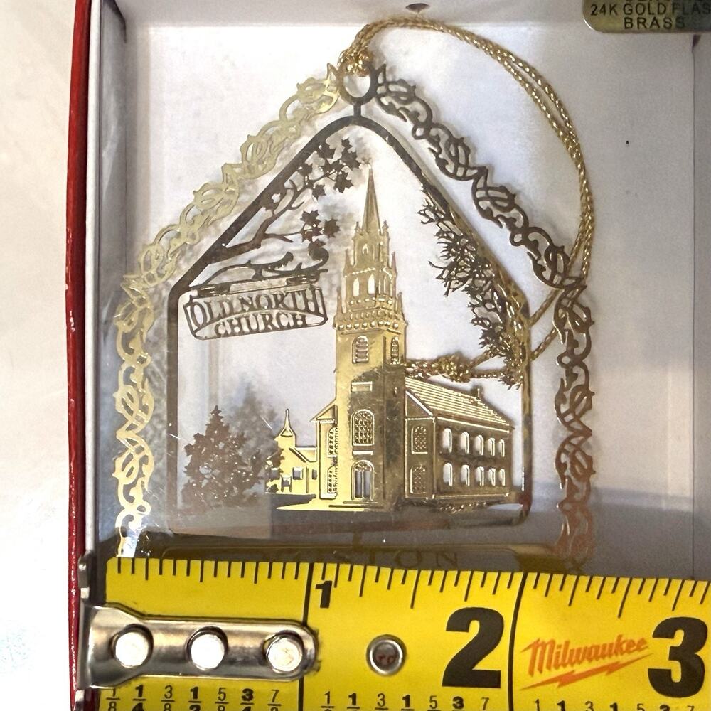Boston Massachusetts 24K Gold Flashed Brass Christmas Ornament Old North Church - Picture 8 of 9